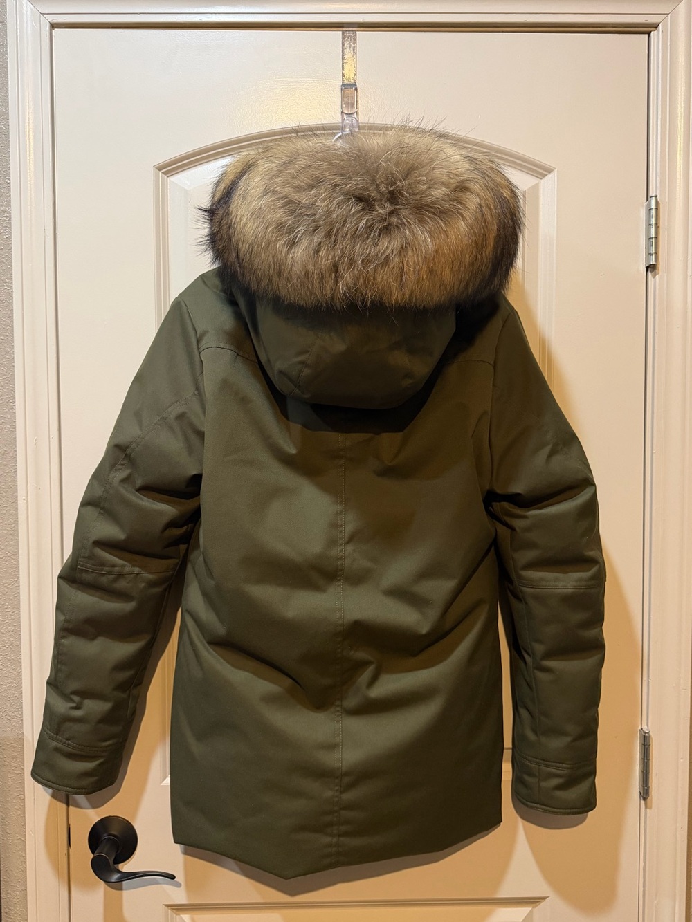 Pyrenex Annecy Olive Green Down Parka with Fur-Trim Hood
